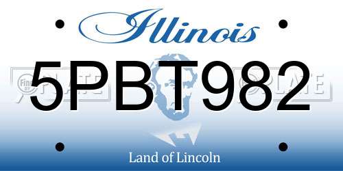 5PBT982 Illinois License Plate