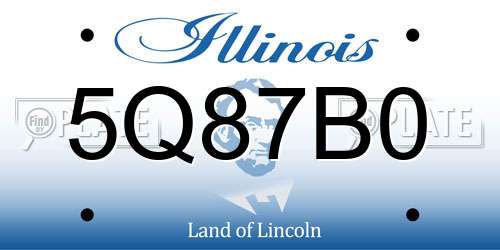 5Q87B0 Illinois License Plate