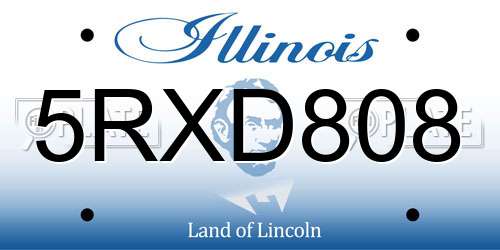 5RXD808 Illinois License Plate