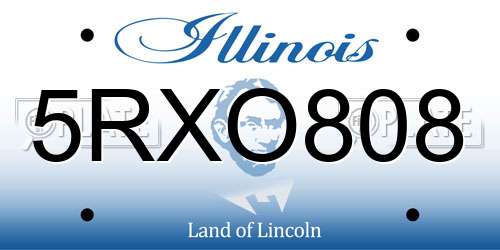 5RXO808 Illinois License Plate