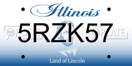 5RZK57 Illinois License Plate