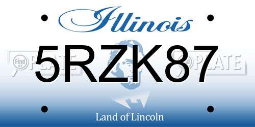 5RZK87 Illinois License Plate