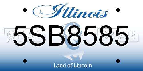 5SB8585 Illinois License Plate