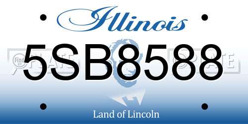 5SB8588 Illinois License Plate