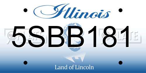 5SBB181 Illinois License Plate