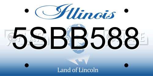 5SBB588 Illinois License Plate