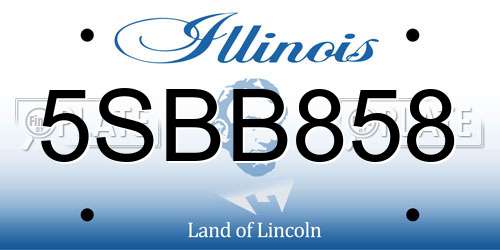 5SBB858 Illinois License Plate