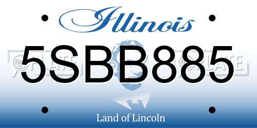 5SBB885 Illinois License Plate