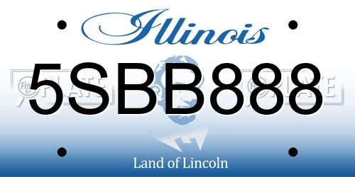 5SBB888 Illinois License Plate