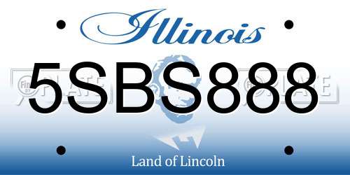 5SBS888 Illinois License Plate