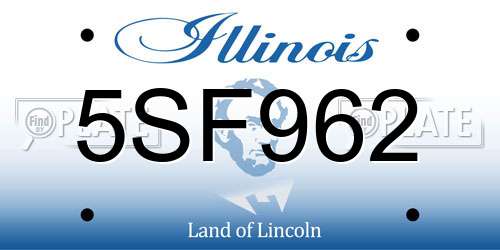 5SF962 Illinois License Plate