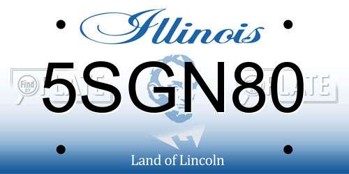5SGN80 Illinois License Plate