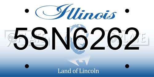 5SN6262 Illinois License Plate