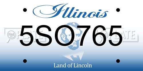 5SO765 Illinois License Plate