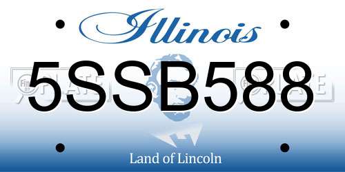 5SSB588 Illinois License Plate