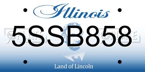 5SSB858 Illinois License Plate