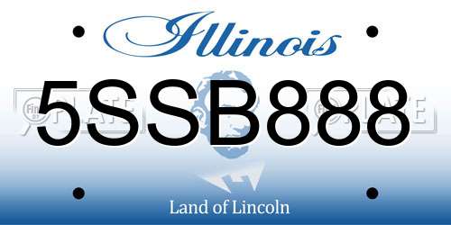 5SSB888 Illinois License Plate