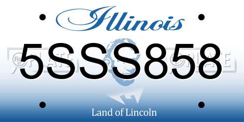 5SSS858 Illinois License Plate