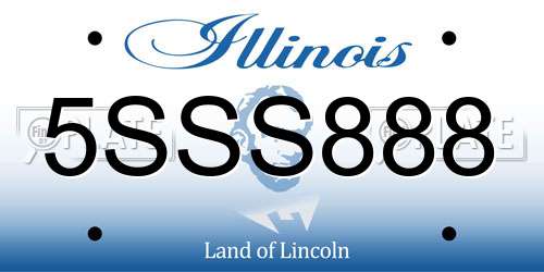 5SSS888 Illinois License Plate