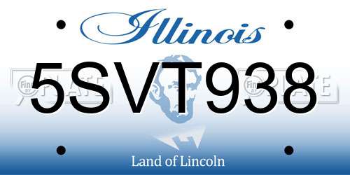 5SVT938 Illinois License Plate