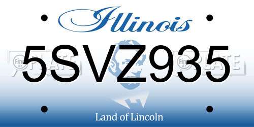 5SVZ935 Illinois License Plate