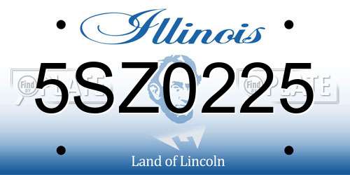 5SZ0225 Illinois License Plate
