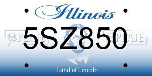 5SZ850 Illinois License Plate