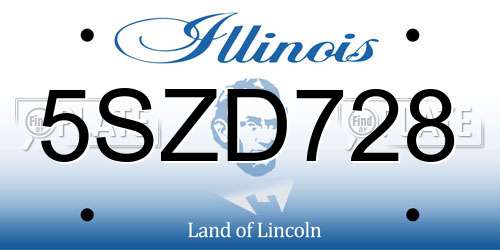 5SZD728 Illinois License Plate
