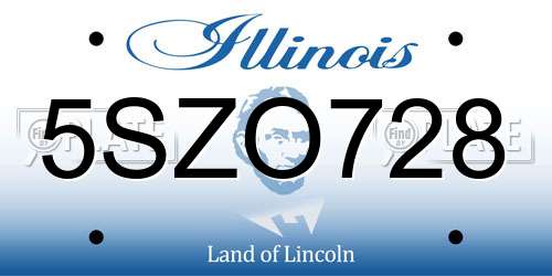 5SZO728 Illinois License Plate