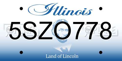 5SZO778 Illinois License Plate