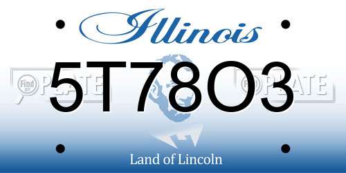 5T78O3 Illinois License Plate
