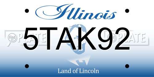 5TAK92 Illinois License Plate