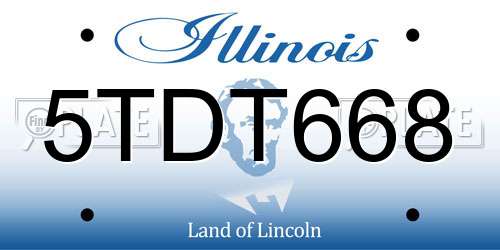 5TDT668 Illinois License Plate