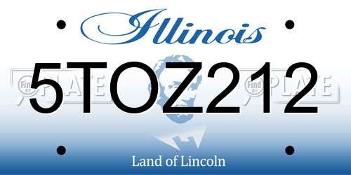 5TOZ212 Illinois License Plate