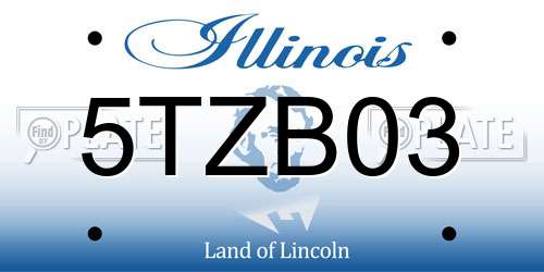 5TZB03 Illinois License Plate