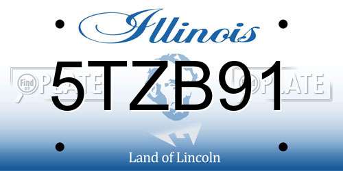 5TZB91 Illinois License Plate
