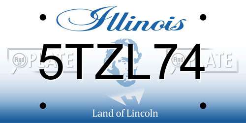 5TZL74 Illinois License Plate