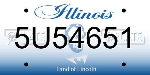 5U54651 Illinois License Plate