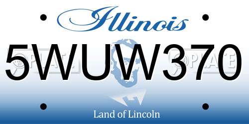 5WUW370 Illinois License Plate