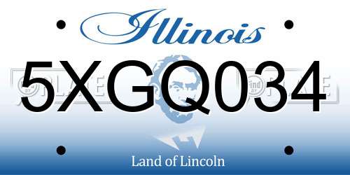 5XGQ034 Illinois License Plate