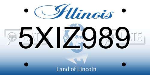 5XIZ989 Illinois License Plate