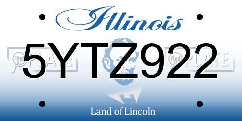 5YTZ922 Illinois License Plate