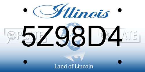 5Z98D4 Illinois License Plate