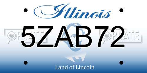 5ZAB72 Illinois License Plate