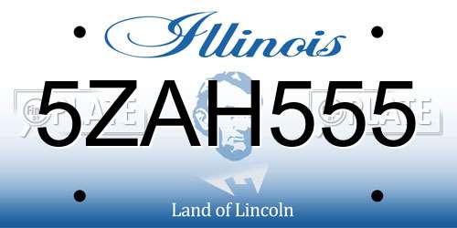 5ZAH555 Illinois License Plate