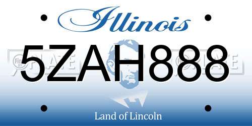 5ZAH888 Illinois License Plate