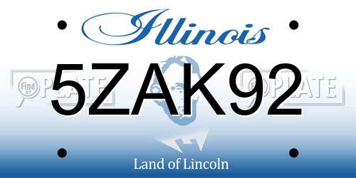 5ZAK92 Illinois License Plate