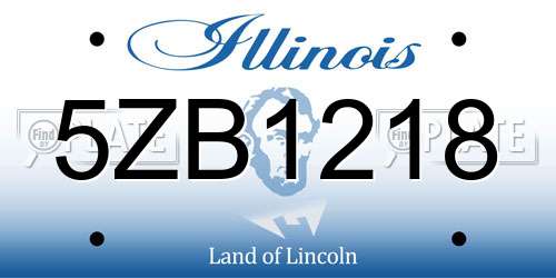 5ZB1218 Illinois License Plate