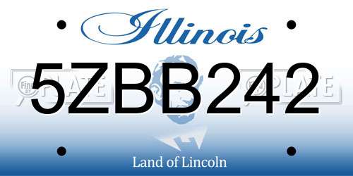 5ZBB242 Illinois License Plate