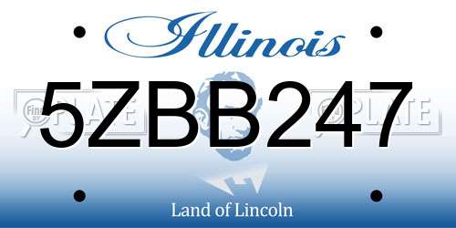 5ZBB247 Illinois License Plate